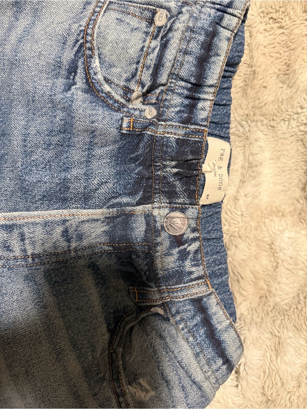 rag & bone Faded Blue High-Rise Denim Jeans- full stretch soft sleeves cute!